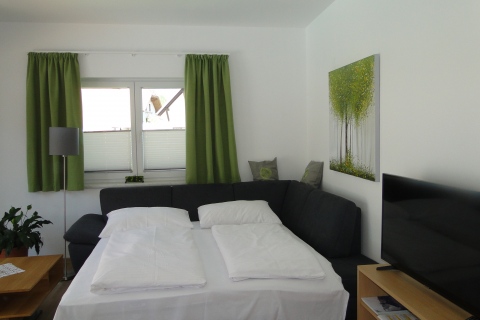 Wohnzimmercouch ausgezogen